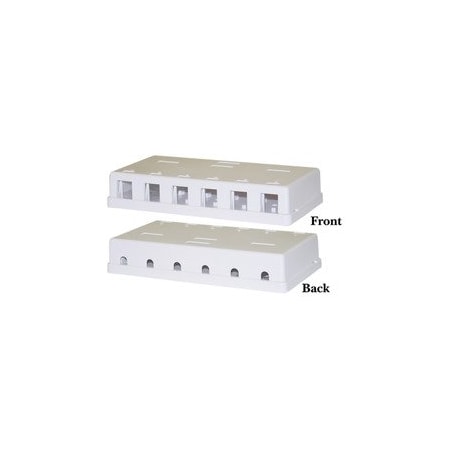 Cable Wholesale Blank Surface Mount Box for Keystones, 6 Port, White 300-3146E